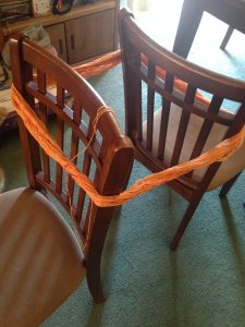 yarn hank on a chair