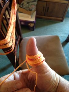yarn on my thumb
